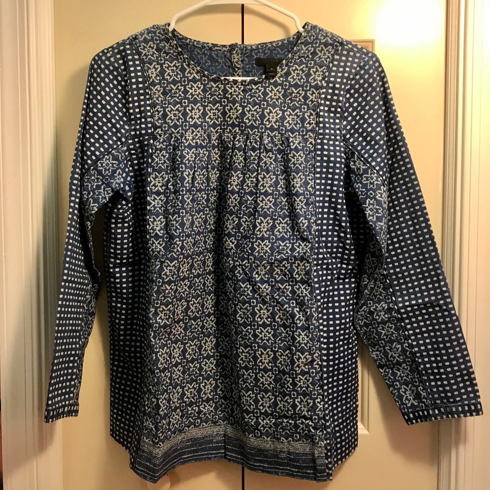 J. Crew Bleached-Out Indigo Top Size 4 NWOT